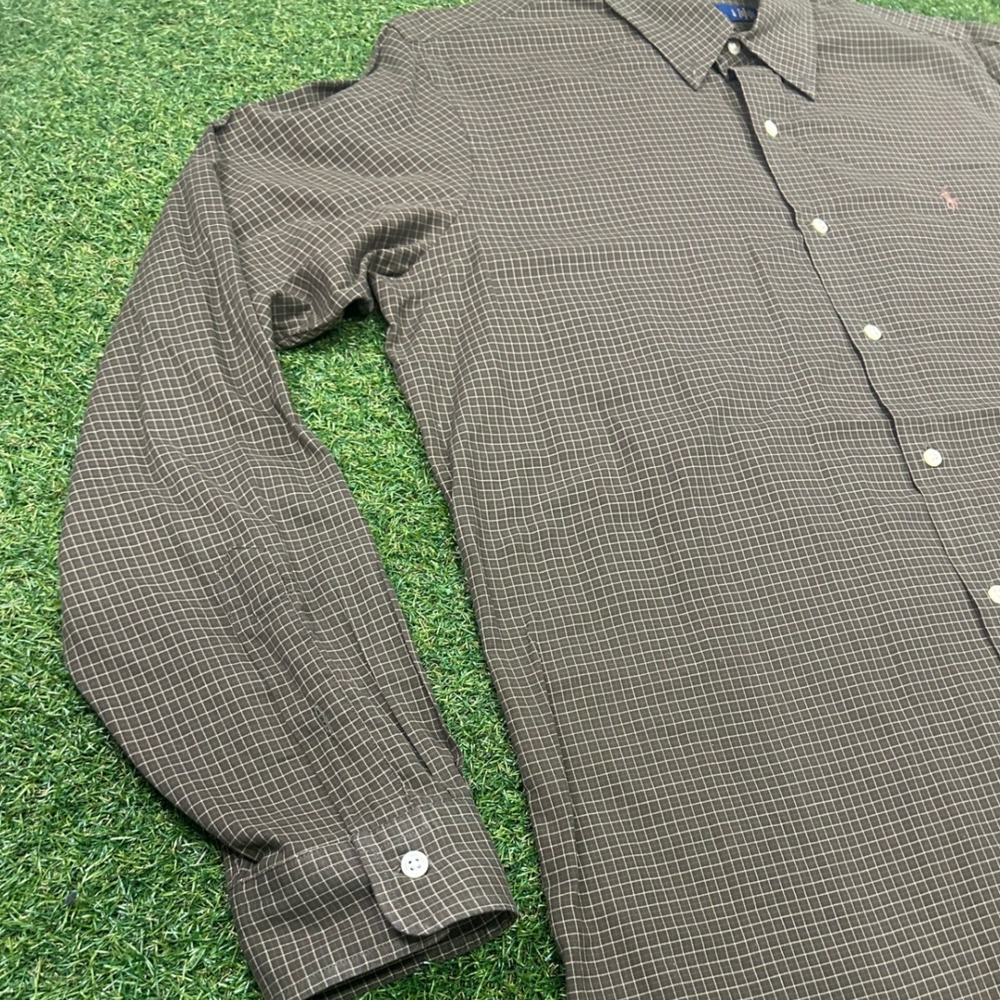 Polo Ralph Lauren Mens Brown Check Long Sleeve Button Down Shirt Classic Fit L - Picture 3 of 7